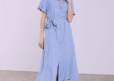 Σεμιζιέ φόρεμα με denim όψη SQ9844.8138+1 - Celestino - 