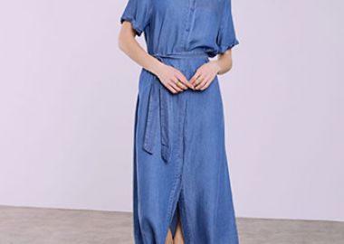 Σεμιζιέ φόρεμα με denim όψη SQ9844.8138+2 - Celestino - 