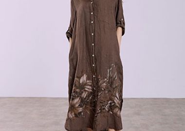 Σεμιζιέ φόρεμα με εμπριμέ τελείωμα SQ7830.8378+1 - Celestino - 