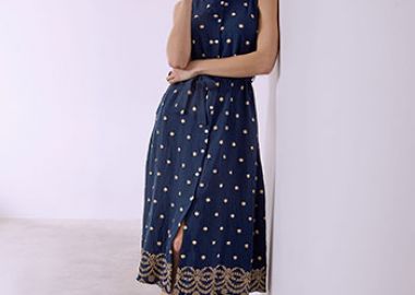 Σεμιζιέ φόρεμα με κεντητά λουλούδια SQ7948.8267+4 - Celestino - 