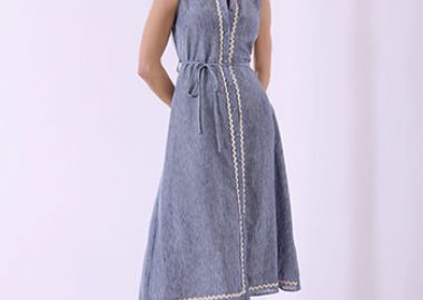 Σεμιζιέ φόρεμα με λινό SQ7578.8619+3 - Celestino - 