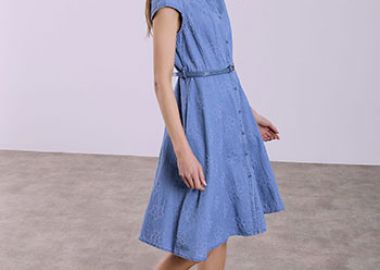 Σεμιζιέ φόρεμα με ζώνη δερματίνης SQ7999.8653+1 - Celestino - 