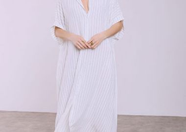 Σεμιζιέ φόρεμα ριγέ oversized SQ7948.8293+3 - Celestino - 