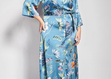 Σεμιζιέ Φόρεμα σατέν φλοράλ με ζώνη -  - 