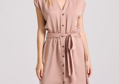 Σεμιζιέ μίντι φόρεμα από lyocell - FUNKY BUDDHA - 