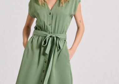 Σεμιζιέ μίντι φόρεμα από lyocell - FUNKY BUDDHA - 