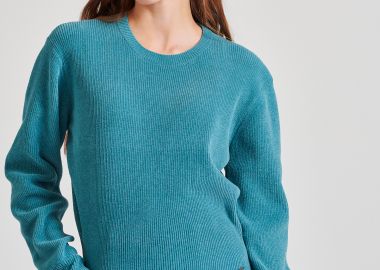 Σενίλ κοντό πουλόβερ με στρογγυλή λαιμόκοψη - FUNKY BUDDHA - 