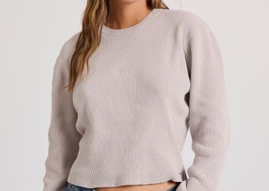 Σενίλ κοντό πουλόβερ με στρογγυλή λαιμόκοψη - FUNKY BUDDHA - 