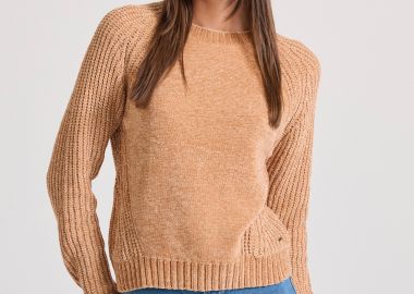 Σενίλ πουλόβερ με στρογγυλή λαιμόκοψη - FUNKY BUDDHA - 