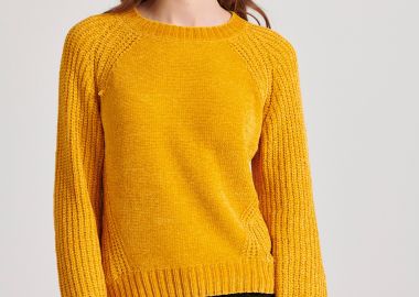 Σενίλ πουλόβερ με στρογγυλή λαιμόκοψη - FUNKY BUDDHA - 