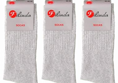 Σετ 3 Τεμ Ανδρική Αθλητική Κάλτσα Πετσετέ Γκρι Γκρι - Filinda - 