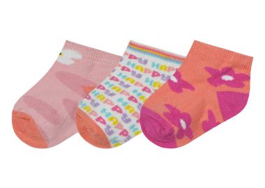 Σετ 3 ζεύγη βρεφικές κάλτσες για κορίτσι - Ροζ 40-0404 - energiers - 