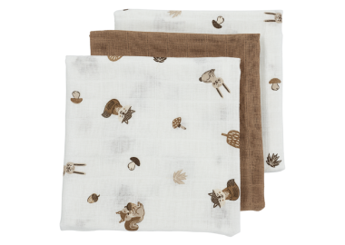 Σετ 3τμχ Απορροφητική Λαβέτα-Μουσελίνα Βαμβακερή Forest Animals Toffee 30x30εκ. Meyco MEY-152.AD.BW.02.M3 - Meyco - 