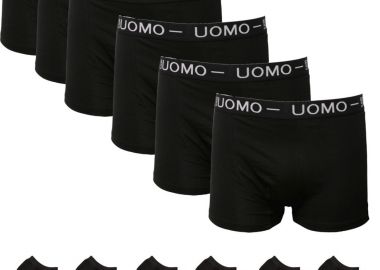 Σετ 6 Ανδρικά Boxer Uomo Και 6 Ανδρικές Κάλτσες Αστραγάλου Multipack Μαύρο Μαύρο - Filinda - 