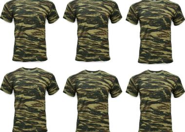 Σετ 6 Ανδρικά T-Shirt με Σχέδιο Παραλλαγής Χακί - Filinda - 