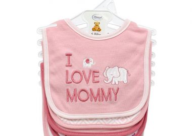 Σετ 6τμχ Σαλιάρες Interlock Polycotton Elephant 22 Pink Dimcol - DimCol - 