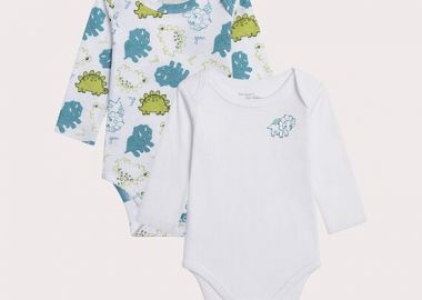 Σετ Βρεφικά Φορμάκια για Αγόρια Baby Dinos 2 τμχ ΛΕΥΚΟ - DPAM - 