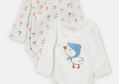Σετ Βρεφικά Φορμάκια για Κορίτσια 2 τμχ Cute Duck ΛΕΥΚΟ - DPAM - 
