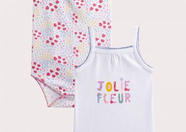 Σετ Βρεφικά Φορμάκια για Κορίτσια Jolie Fleur 2 τμχ ΛΕΥΚΟ - DPAM - 