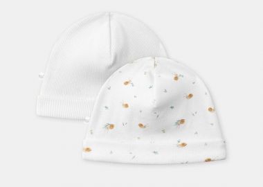Σετ Βρεφικά Σκουφάκια White Snail 2 τμχ ΛΕΥΚΟ - SERGENT MAJOR - 
