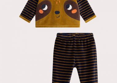 Σετ Βρεφικές Πιτζάμες για Αγόρια Striped Dog ΚΑΦΕ - DPAM - 