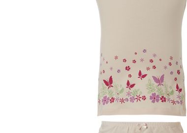 Σετ φανελάκι & κυλοτάκι με τύπωμα λουλουδάκια - Ροζ 39-4908 - energiers - 