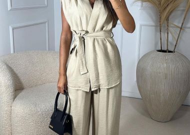 Σετ Γιλέκο Παντελόνα Lipa Μπεζ - Amelie's - 