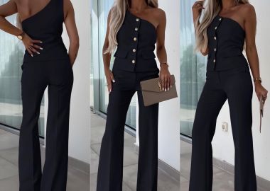 Σετ Γιλέκο Παντελόνι Flora Μαύρο - Amelie's - 