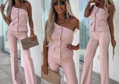 Σετ Γιλέκο Παντελόνι Flora Ροζ - Amelie's - 