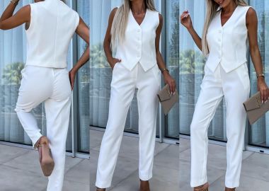 Σετ Γιλέκο Παντελόνι Lenok Λευκό - Amelie's - 