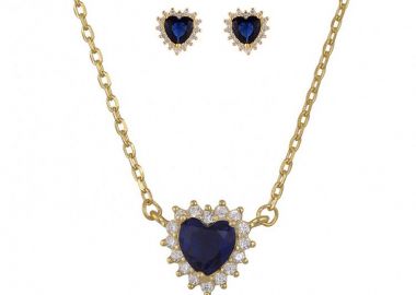 Σετ Κολιέ - Σκουλαρίκια Ροζέτα Από Ασήμι 925 Επιχρυσωμένο Με Καρδιά SS17416 - AMOR AMOR - 