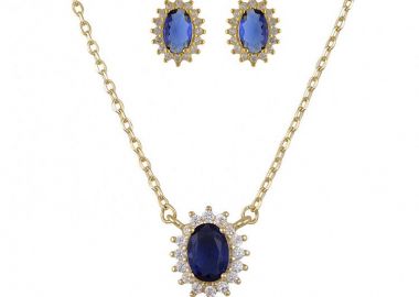 Σετ Κολιέ - Σκουλαρίκια Ροζέτα Από Ασήμι 925 Επιχρυσωμένο Οβάλ SS17418 - AMOR AMOR - 