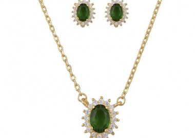 Σετ Κολιέ - Σκουλαρίκια Ροζέτα Από Ασήμι 925 Επιχρυσωμένο Οβάλ SS17420 - AMOR AMOR - 