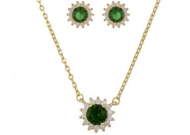 Σετ Κολιέ - Σκουλαρίκια Ροζέτα Από Ασήμι 925 Επιχρυσωμένο Στρογγυλό SS17428 - AMOR AMOR - 