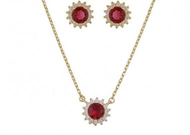 Σετ Κολιέ - Σκουλαρίκια Ροζέτα Από Ασήμι 925 Επιχρυσωμένο Στρογγυλό SS17430 - AMOR AMOR - 