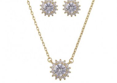 Σετ Κολιέ - Σκουλαρίκια Ροζέτα Από Ασήμι 925 Επιχρυσωμένο Στρογγυλό SS17432 - AMOR AMOR - 