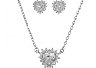 Σετ Κολιέ - Σκουλαρίκια Ροζέτα Από Ασήμι 925 Με Καρδιά SS17413 - AMOR AMOR - 