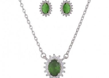 Σετ Κολιέ - Σκουλαρίκια Ροζέτα Από Ασήμι 925 Με Καρδιά SS17419 - AMOR AMOR - 