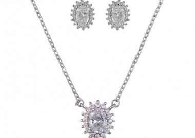 Σετ Κολιέ - Σκουλαρίκια Ροζέτα Από Ασήμι 925 Με Καρδιά SS17421 - AMOR AMOR - 