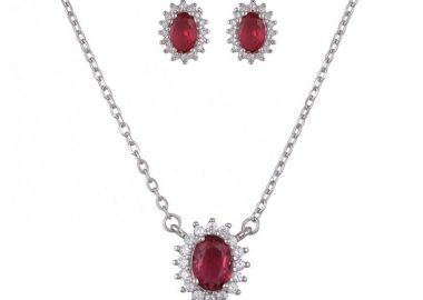 Σετ Κολιέ - Σκουλαρίκια Ροζέτα Από Ασήμι 925 Με Καρδιά SS17423 - AMOR AMOR - 