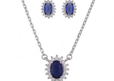 Σετ Κολιέ - Σκουλαρίκια Ροζέτα Από Ασήμι 925 Οβάλ SS17417 - AMOR AMOR - 