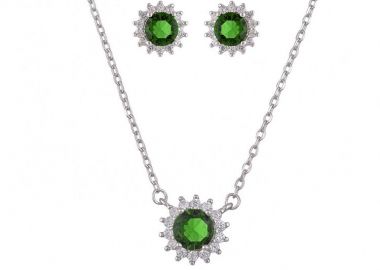 Σετ Κολιέ - Σκουλαρίκια Ροζέτα Από Ασήμι 925 Στρογγυλό SS17427 - AMOR AMOR - 