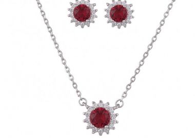 Σετ Κολιέ - Σκουλαρίκια Ροζέτα Από Ασήμι 925 Στρογγυλό SS17429 - AMOR AMOR - 