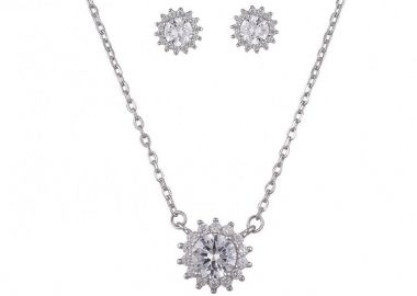 Σετ Κολιέ - Σκουλαρίκια Ροζέτα Από Ασήμι 925 Στρογγυλό SS17431 - AMOR AMOR - 