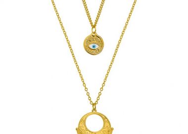 Σετ Κολιέ Από Ανοξείδωτο Ατσάλι Και Ορείχαλκο Επιχρυσωμένο 24Κ Με Ματάκι AA17301 - AMOR AMOR - 