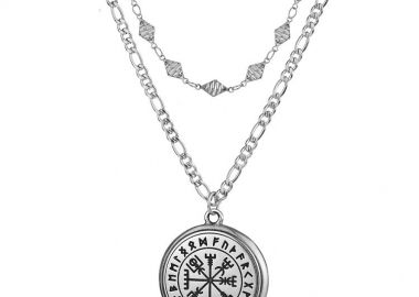 Σετ Κολιέ Από Ανοξείδωτο Ατσάλι Και Ορείχαλκο Με Πυξίδα Viking AA15655 - AMOR AMOR - 