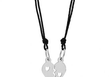 Σετ Κολιέ Από Κορδόνι Και Ανοξείδωτο Ατσάλι Καρδιά Που Σπάει TU15214 - AMOR AMOR - 