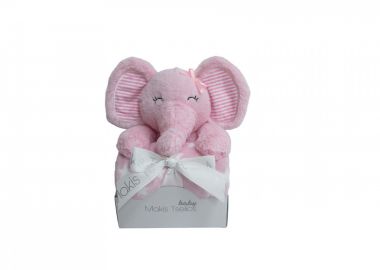 Σετ Κουβέρτα Αγκαλιάς 80x110εκ. Polyester Με Κουκλάκι Λούτρινο Elephant Pink Makis Telios - Makis Tselios - 