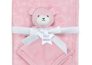 Σετ Κουβέρτα Fleece Αγκαλιάς-Λίκνου 75x100εκ. Με Νάνι-Πανάκι Παρηγοριάς 33x33εκ. Bear 08 Pink Dimcol - DimCol - 