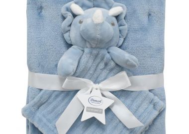 Σετ Κουβέρτα Fleece Αγκαλιάς-Λίκνου 75x100εκ. Με Νάνι-Πανάκι Παρηγοριάς 33x33εκ. Dinosaur 04 Sky Blue Dimcol - DimCol - 